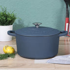 Crock-Pot Artisan 5-Quart Round European Enameled Cast Iron Dutch Oven with Lid – Matte Navy Blue, Durable Oven Safe Cookware