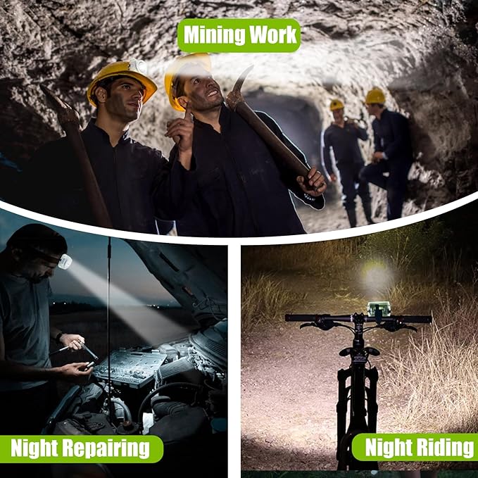 Mode Lamp-40A Rechargeable Hard Hat Miner Light, IP68 Waterproof LED Mining Headlamp, High Brightness Cap Lamp for Underground Mining, Riding, Construction & Outdoor Activities