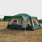 KTT Large Tent 8-10-12 Person,Family Cabin Tents,2 Rooms,2 Doors and 4 Windows with Mesh,Straight Wall,Waterproof,Double Layer,Big Tents for Outdoor,Picnic,Camping,Family Gathering