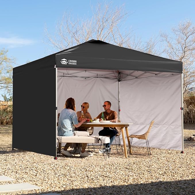 CROWN SHADES 12x12 Canopy Sidewalls (4pck) - Side Walls 12x12, Sidewalls for Canopy - Tent Accessories, Black