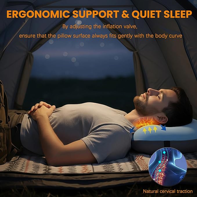 Antfuny 2 Packs Neck Pillow Inflatable for Travel Camp Beach Air Blow Up Kilos Gear Tanning Accessories Airplane Seat Cushion Lab Long Flight Essential Plane Flying Oversea Business Airline
