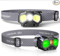 2 Pack Headlamp Rechargeable, 1400 Lumen Lightweight Head Lamps LED Rechargeable with White Green Red Light, Waterproof Head Lamp,14 Modes with Memory Function for Running