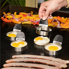 Plastic Batter Dispenser, Cast Iron Bacon Griddle Weight Press, 10 Inches Stainless Steel Omelet Egg Ring, Wood Wooden Crepe Spreader Spatula