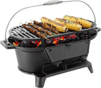 Megachef Oval Cast Iron Portable Hibachi Grill for Outdoor Use and Camping in Black