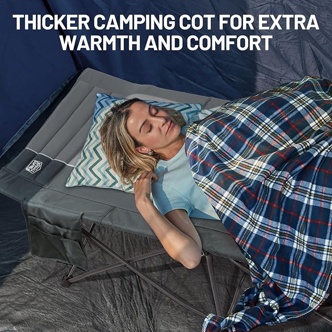 TIMBER RIDGE 31.8" Extra Wide Oversized Camping Cot for Adult, Easy Set Up Heavy Duty Sleeping Cot for Camping, Travel and Outdoors, Support up to 450lbs, Grey
