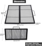 Lineslife Square Fire Pit Cooking Grill Grates, Folding Outdoor Campfire BBQ Grill Rack with Handles, Portable Outside Camping Gear Cookware and Accessory, 30 Inch