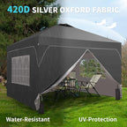 GDY 8x8FT Pop Up Canopy Tent with One Push Setup, Easy to Install with 4-Sidewalls for Events, Parties, Camping, Outdoor Gazebo with 4-Sandbags, Grey.