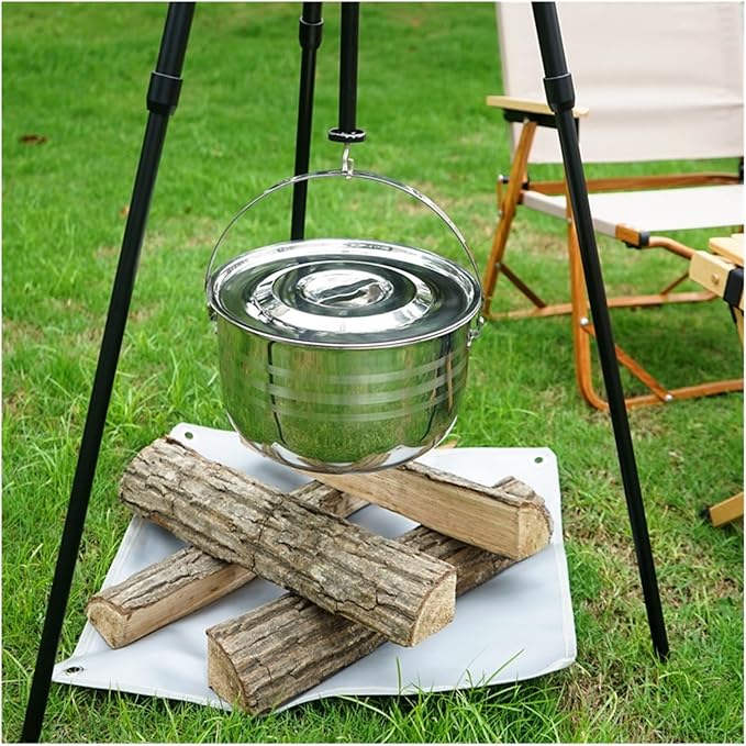 Compatible for NOBANA CLS Outdoor Tableware Stainless Steel Set Pot Thickened Picnic Barbecue Multi-Purpose Portable Camping Hanging Soup