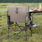 Timber Ridge Aluminum Camping Directors Chair with Side Table Pocket, Portable Folding Heavy Duty Lawn Chair for Fishing Trip Picnic Concert Outdoor 400lbs, Tan