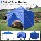 Pop Up Canopy Tent Instant Shelter, Portable Outdoor Sun Shade (Light Blue, 10x10 with Sidewalls)
