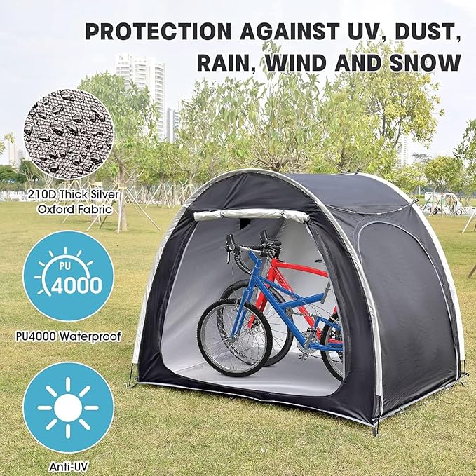 Cycling Storage Tent - Outdoor Waterproof Shelter, Bicycle Cover | Dustproof Travel Shed Organizer, Protective Garden Equipment Holder for Kids Adults Sports Utility Use Accessoire Tools