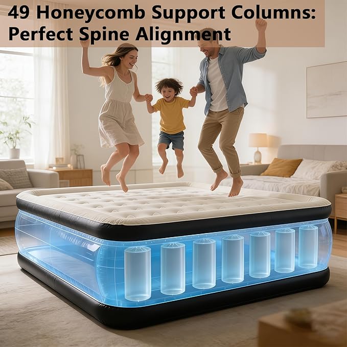 King Size air Mattress – 18-Inch Thickened Inflatable Mattress for Camping, Home Use & Guest Accommodation, Comes with Storage Bag, Supports Up to 750 Pounds