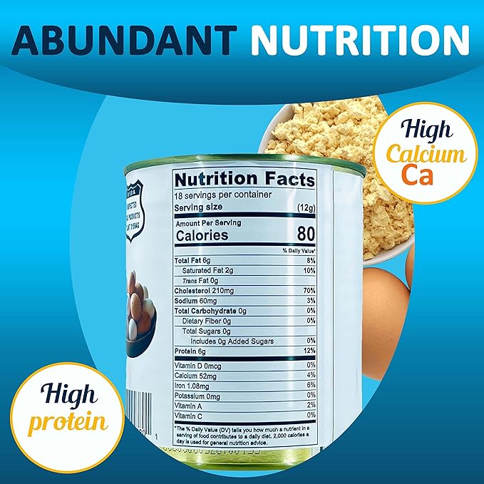 Powdered Whole Eggs | Long Term Storage (10 years shelf life) Emergency Supply | Hiking, Backpacking & Camping | Easy Prep Survival Food | #2.5 Size Can (8 oz per can) 18 Serving Per Can