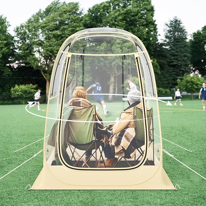 Goplus Sports Tent, Instant Pop up Weatherproof Shelter, Portable & Foldable Outdoor Clear View Bubble Tent w/Carrying Bag, Floor Mat, Watch Sports Events Camping (1-2 Person 4.2 x 4.2 ft)