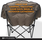 Black Sierra Oversized Camping Chair for Adults – 400 lb Heavy Duty Folding Chair with Cup Holders & Carry Bag