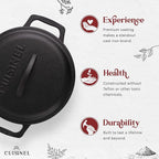 Cuisinel Cast Iron Dutch Oven - 3-Quart Deep Pot + Lid + Pan Scraper + Handle Covers - Large Pre-Seasoned Cooker for Baking Bread, Soup, Frying - Indoor/Outdoor - BBQ Cookware. PFAS and PFOA-free