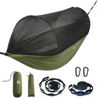 Miztli Camping Hammock -Portable Hammock w/Spacious Net & Tree Straps w/Adjustable Loops, Double and Single Hammock for Outdoor, Indoor, Hiking and Travel