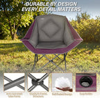 CAMPHILL Folding Camping Chair,Oversized Portable Camping Chair with Cup Holder,Heavy Duty Padded Lawn Chair for Camping, Tailgates, Beach, and Sports