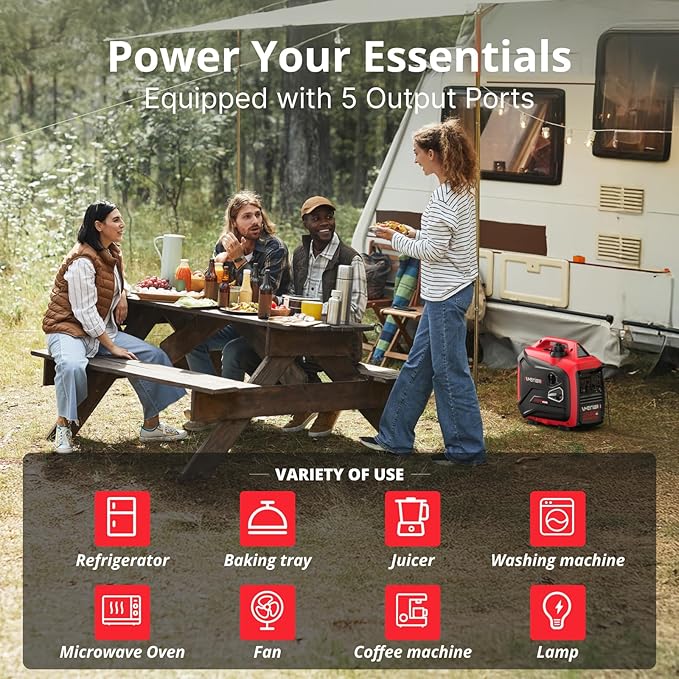 2500W Portable Inverter Generator, CO Sensor, Ultra Quiet for Camping, Home Backup, Emergency, EPA Compliant