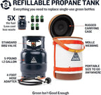 Ignik Refillable Gas Growler Deluxe 5-Pound Empty Propane Tank with Carry Case and Adapter Hose