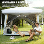 REDCAMP Canopy Camping Tent for Pop Up Canopy, Inner Tent with Mesh Window, Converts Straight Leg 10ft Canopy into Camping Shelter, Fits 4-6 Person, Khaki White(Frame/Shelter NOT Included)