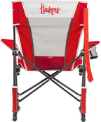 GCI Outdoor Comfort Pro Rocker Camping Chair | Portable Folding Rocking Chair with Durable Armrests & Drink Holder | Official Collegiate Licensed Sideline Sports Chair | Nebraska Cornhuskers