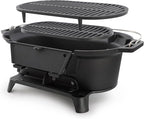 Megachef Oval Cast Iron Portable Hibachi Grill for Outdoor Use and Camping in Black