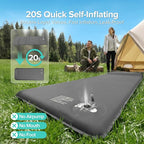 Self-Inflating Sleeping Pad for Camping, 3.1" Ultra-Thick Outdoor Camping Mat with Pillow & 9.5 R-Value, Insulated All-Season Foam Sleeping Pad for Camping Travel Tent Car,Gray