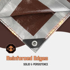 12 x 24 FT Waterproof Heavy Duty Tarp, 10 Mil Thick, Outdoor Furniture Covers, Plastic Insulated Tarpaulin for Camping Tent Roof Boat Patio Pool Cover, Large & Small Multi-Size Tarps, Silver/Brown