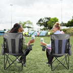 Nazhura 4 Pack Outdoor Camping Chairs Folding/Foldable/Portable with Cooler Pouch, Mesh Backrest and Cup Holder Pocket(Grey) (Grey, 4 Pack)