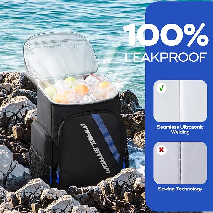 Maelstrom Backpack Cooler,36 Can Cooler Backpack,Soft Cooler Bag Insulated Leakproof,Lightweight Ice Chest Backpack,Travel Cooler Lunch Backpack for Camping,Hiking,Beach