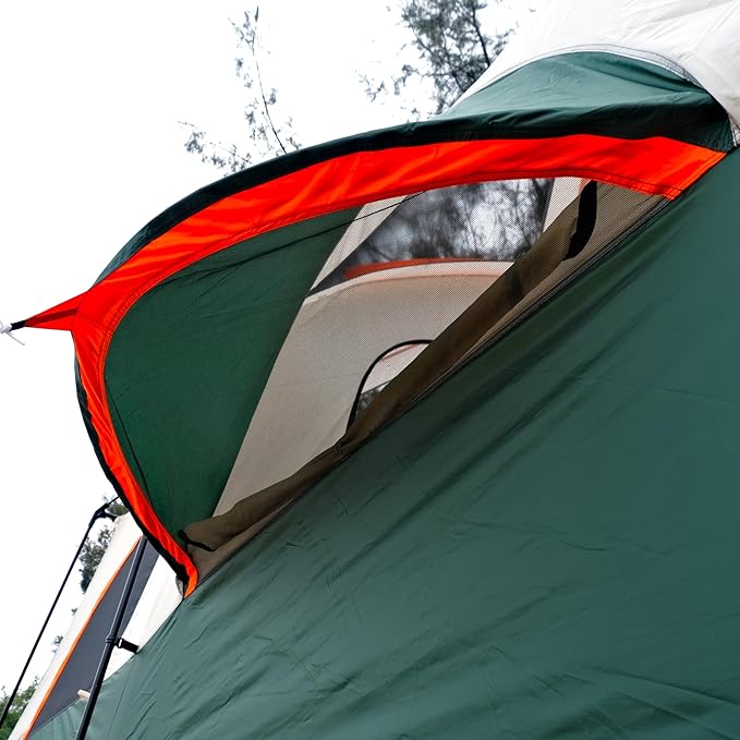 KTT Extra Large Tent 10-12-14 Person(A),Family Cabin Tents,2 Rooms,3 Doors and 3 Windows with Mesh,Straight Wall,Waterproof,Double Layer,Big Tent for Outdoor,Picnic,Camping,Family Gathering