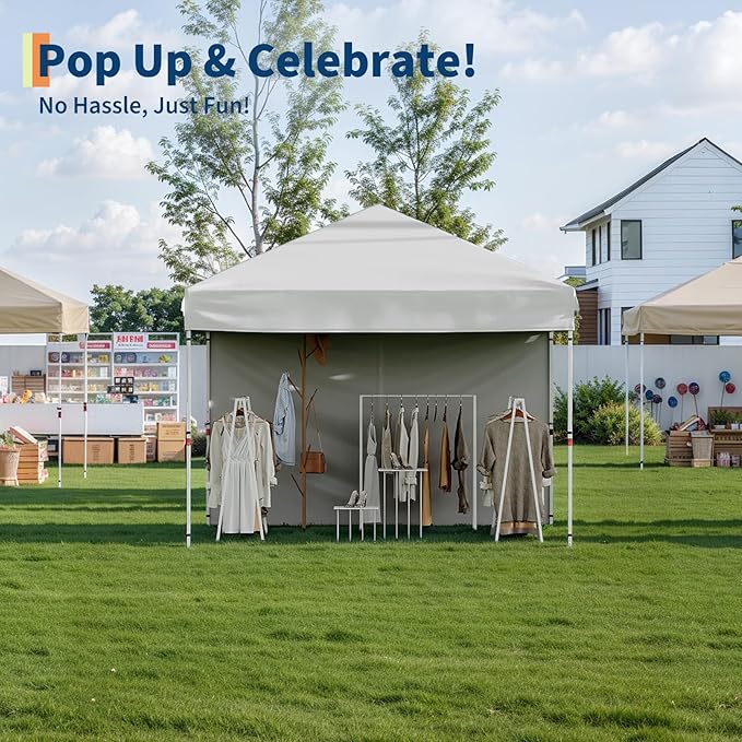Garvee 10x10 Pop Up Canopy Tent, Heavy Duty Commercial Instant Shelter with One-Person Setup, UPF 50+ Waterproof, 100 Sq Ft Shade for Outdoor Events, Camping, Farmers Market