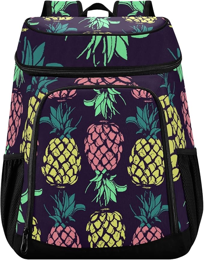 Tropical Pineapples Fruits Cooler Backpack Insulated Leak Proof Beach Cooler Bag Soft Lunch Picnic Hiking Camping Backpack Cooler
