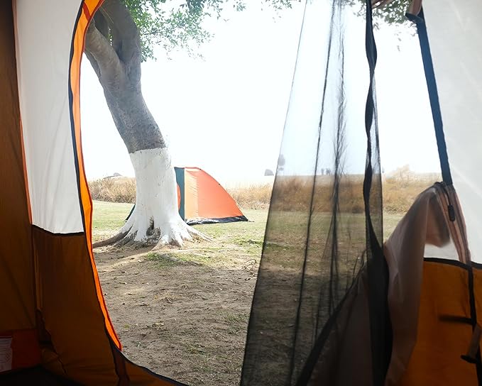 KTT Large Tent 8-10-12 Person,Family Cabin Tents,2 Rooms,2 Doors and 4 Windows with Mesh,Straight Wall,Waterproof,Double Layer,Big Tents for Outdoor,Picnic,Camping,Family Gathering