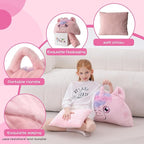70" 4.2lbs Unicorn Thickened Kids Nap Mat for Preschool, Daycare,Kindergarten,Soft Washable for Boys and Girls, 2-in-1 Stuffed Animals Sleeping Bag and Pillow, Sleep Sack for Toddlers