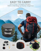 HOMGEN Portable Camping Cookware Set-Lightweight Aluminum Camp Pots and Pans Kit-Comes with Non-Stick Pots/A Frying Pan etc-Complete Camping Mess Kit for Camping/Hiking/Fishing & Other Outdoor Trip