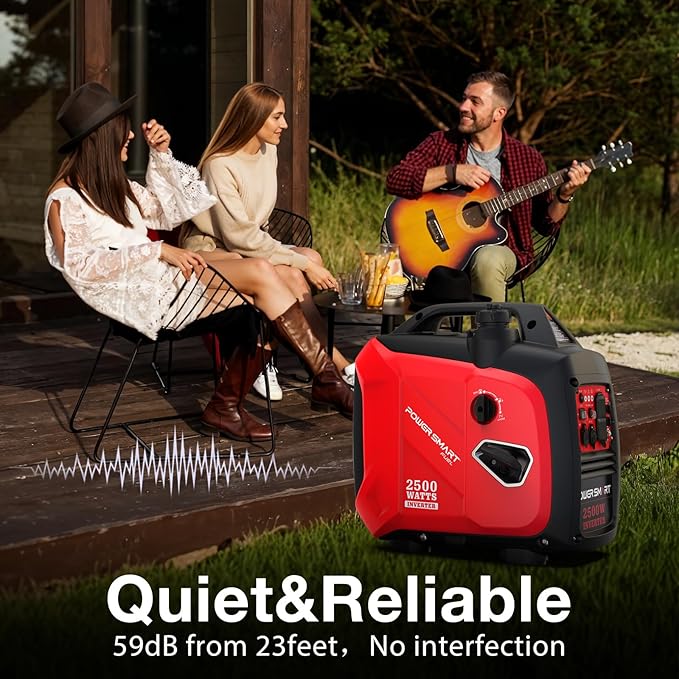 PowerSmart 2500 Watt Portable Inverter Generator, 79.8cc Gas Powered Engine with 5.5H Long Runtime, Ultra Quiet Small Generator for Camping, RV, Home Power Outage and Outdoor Emergency (HB5020)