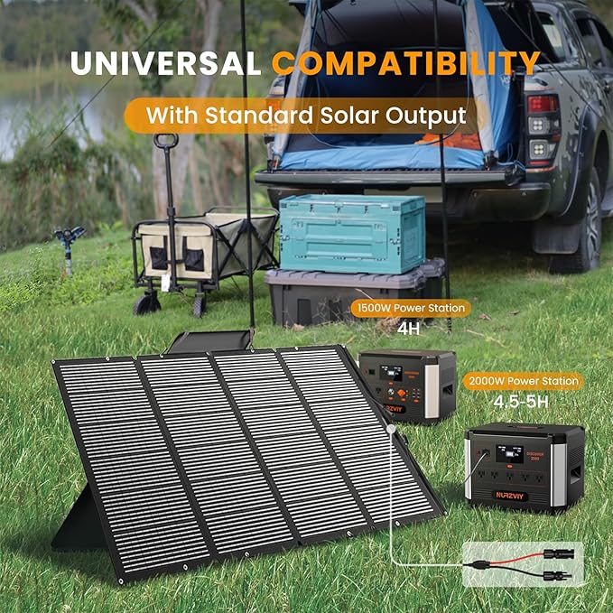 400 Watts Foldable Solar Panel, Luggable & Durable, Portable 400W Solar Charger Complete with Adjustable Stand Case, 40V Waterproof for Off-Grid Camping RV/Campervan Solar Generator