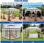 Yesker 10x10 Pop Up Canopy Tent w Mesh Netting Sidewall Vented Top - Heavy Duty Outdoor Canopy, Easy Setup Shelter Gazebo Waterproof 10x10 Popup Tnets for Patio Backyard Parties & Events, Khaki Brown