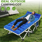 Camping Cots with Comfortable Pad Sleeping Bed for Camping Folding Cot with Mattress Heavy Duty Sleeping Cot with Carry Bag Guest Cots for Adults Easy to Set Up Office Home Outdoor Indoor Vacation