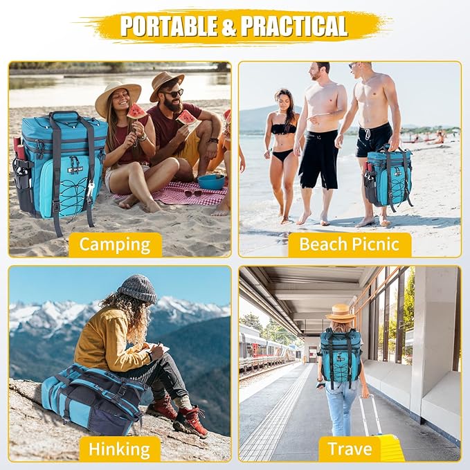 Backpack Cooler - AYAMAYA Upgrade Leakproof Cooler Backpack with Padded Top Handle, 40 Cans Large Waterproof Insulated Camping Coolers for Beach, Fishing, Picnic, Travel, BBQ