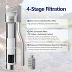 Membrane Solutions Portable Stainless Steel UF Water Filter P1, 0.01-Micron high Precision Detachable Hand Pump Filter System, Survival Gear for Hiking, Camping, Travel, and Emergency Preparedness