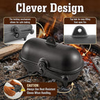 Enhon Cast Iron Baked Potato Cooker Latch, Cast Iron Potato Roaster for Wood Burners, Multifuel Stoves and Open Fires, Campsite Cooker for Flavorful Potatoes, Uniform Heating