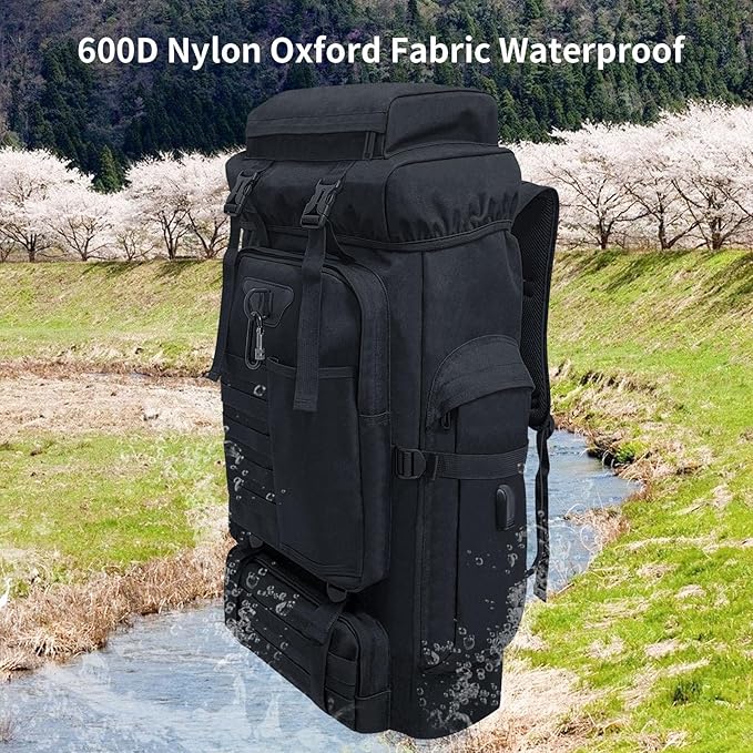 80L 100 liters Hiking Backpack Camping Rucksack, Men Outdoor Travel Climbing Knapsack Mountaineering Trekking Backpack