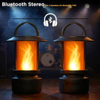 FoxFlame Bluetooth Outdoor Speakers-Realistic LED Flame with 13 Color Options, Powerful 5W Sound,Wireless Outdoor Speakers with Deep Bass for Parties,Camping,Tailgating & Home Ambience(1 Pack)