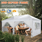 Heavy Duty Pop Up Canopy, Carport Canopy with UV Protection, Waterproof Fabric, Adjustable Heights, and Easy Assembly – Ideal for Outdoor Events, Camping, and Carports (10 x 20) (White)