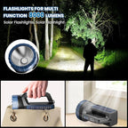 Solar Flashlight，Solar Powered Flashlight for Multi Function 8000 Lumens with Emergency，Portable Bright Camping Rechargeable Flashlights for Home, Outdoor Hiking, Power Outages（2pcs）