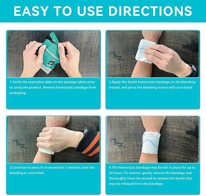Quick Clot Gauze, First Aid Advanced Stop The Bleed Kit Combat Flexible Hemostatic Gauze-Bleed Stop Faster Wound Packing Medical,Survival Kit Supplies (3" x 12.5) (3)