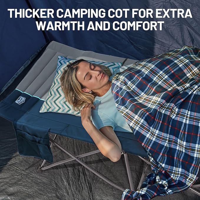 Timber Ridge 31.8" W Extra Wide Heavy Duty Camping Cot for Adult, Easy Set Up Oversized Sleeping Cot with Carry Bag for Camping, Travel and Outdoors, Support up to 450lbs